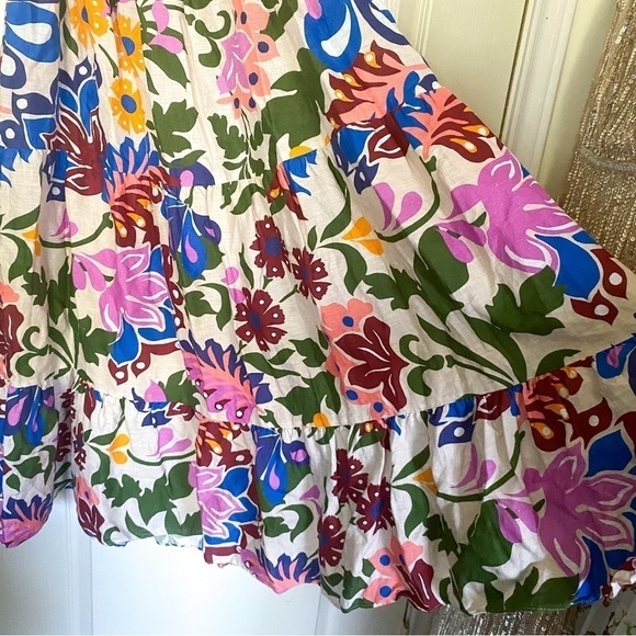 Misa Dress Yolanda Linen Smocked Ruffle Midi Summer Wedding Casita Flora M EUC - Picture 3 of 7